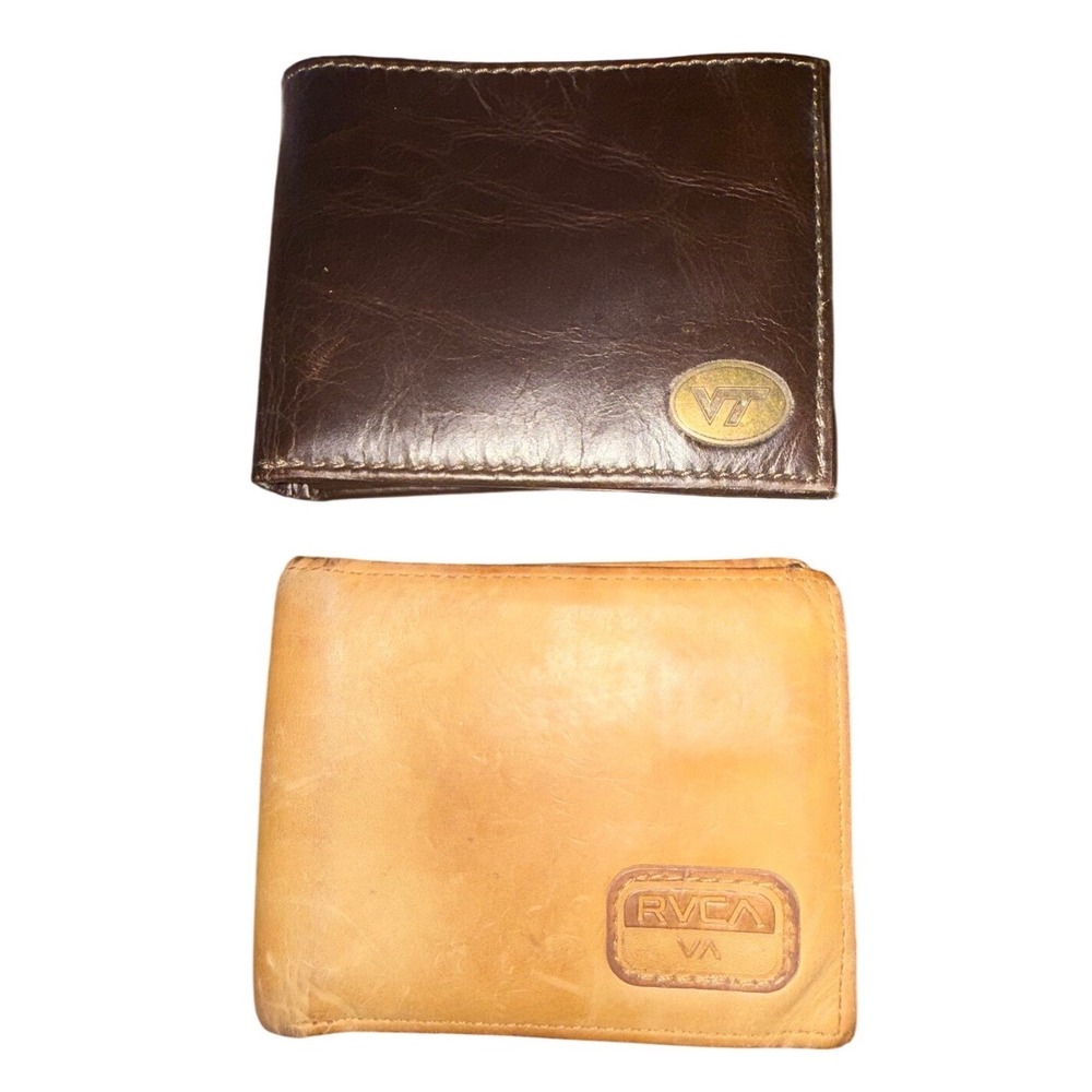 Men's Leather Wallet Bundle | Virginia‎ Tech Hokies Trifold & RVCA Bifold